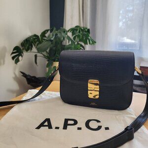 A.P.C. | Grace , Small - Black Leather Lizard Embossed